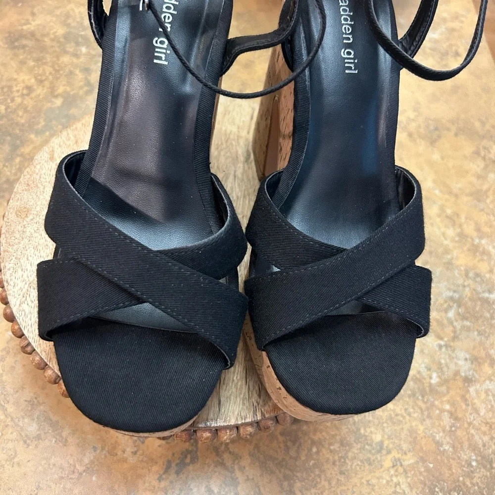 Madden Girl Ankle Strap Black Platform Sandals